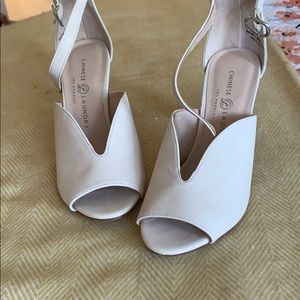 Chinese Laundry nude Starley Nubuck peep toe heels